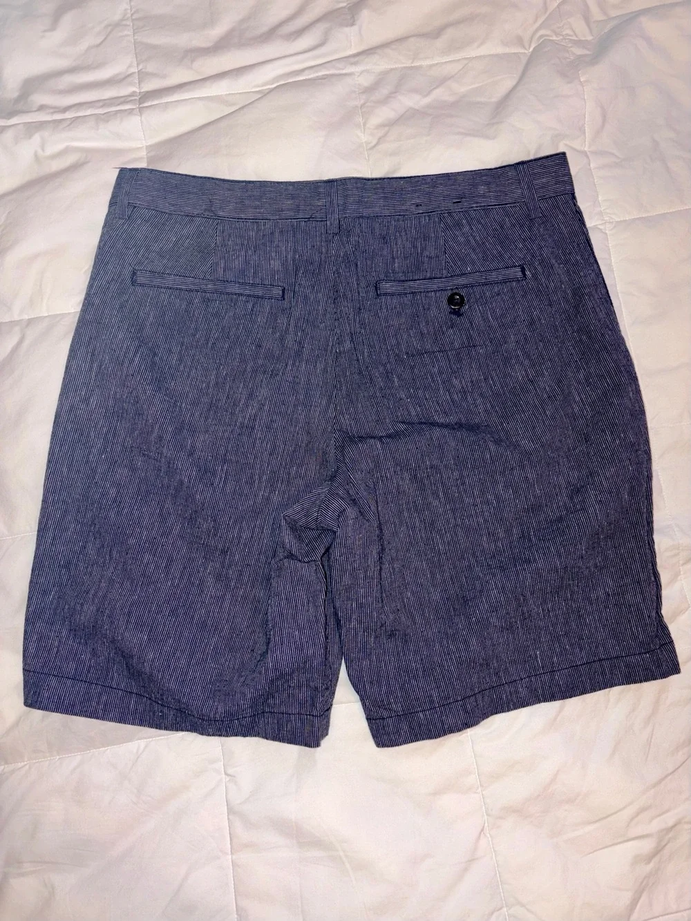 Men's Navy Blue Casual Linen-Blend Shorts